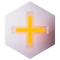 Sechseckiges Objekt mit leuchtendem gelben Kreuz in der Mitte.