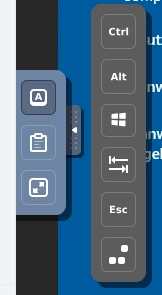 Vertikale graue Tastaturleiste mit Ctrl, Alt, Windows, Esc; daneben blaue Karten mit A-Icon und Dokument-Symbolen.