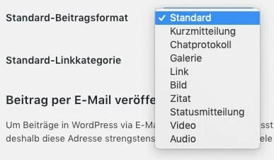 Standardformate für neue Beiträge