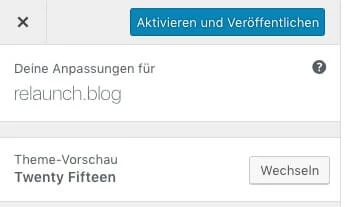 Theme aktivieren oder ein anderes Theme auswählen