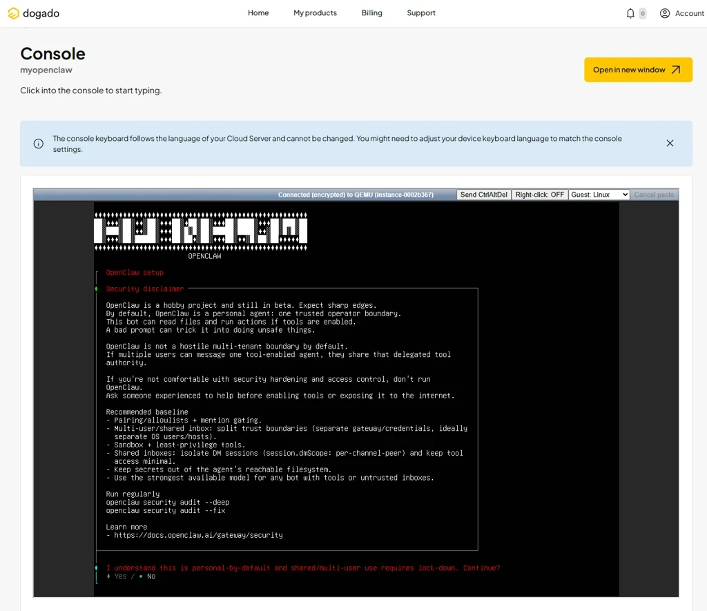 Webseite mit Obermenü; mittig ein schwarzes Terminalfenster mit farbigem Text und Überschrift 'Console'.