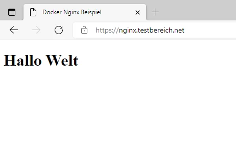 Weiße Webseite mit großem schwarzen Text 'Hallo Welt' oben links.