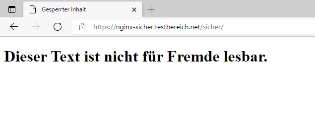 Browserfenster mit weißer Seite; große, fette Überschrift: Dieser Text ist nicht für Fremde lesbar.