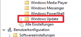Datei-Explorer-Baumstruktur mit markiertem Ordner Windows Update.