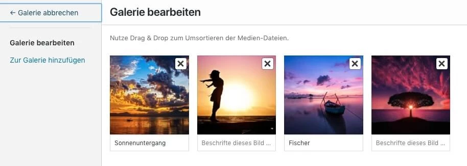 Bilder sortieren und beschriften