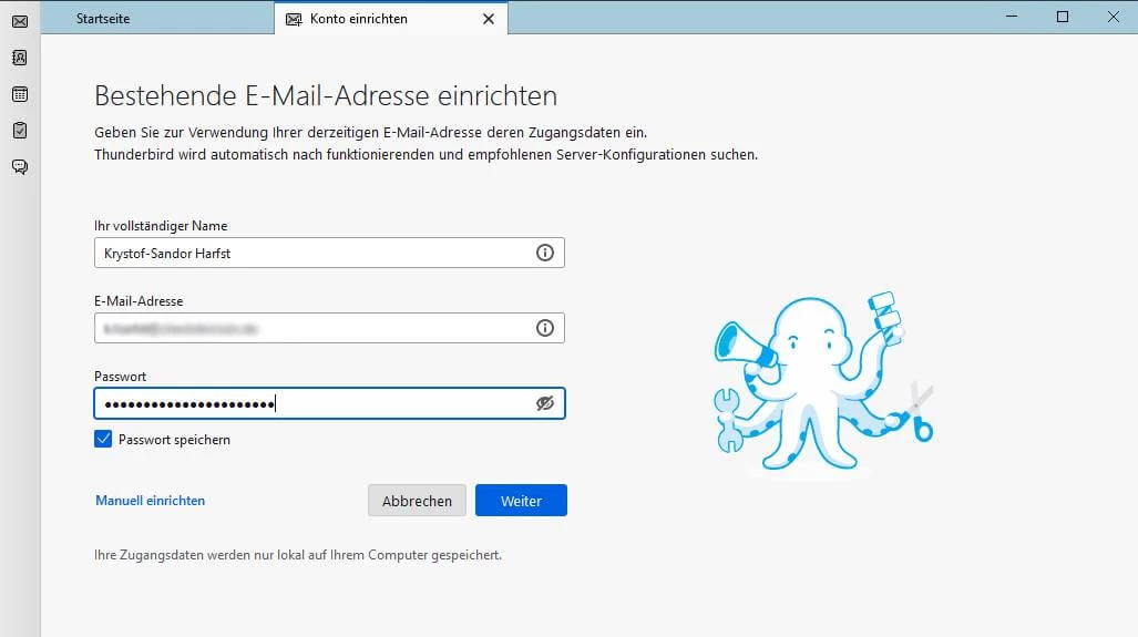 Thunderbird - Konto hinzufügen