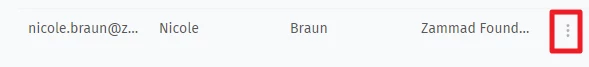 Liste von Kontakten mit teils sichtbarer E-Mail; Vorname Nicole, Nachname Braun; rechts roter Markierungsrahmen.