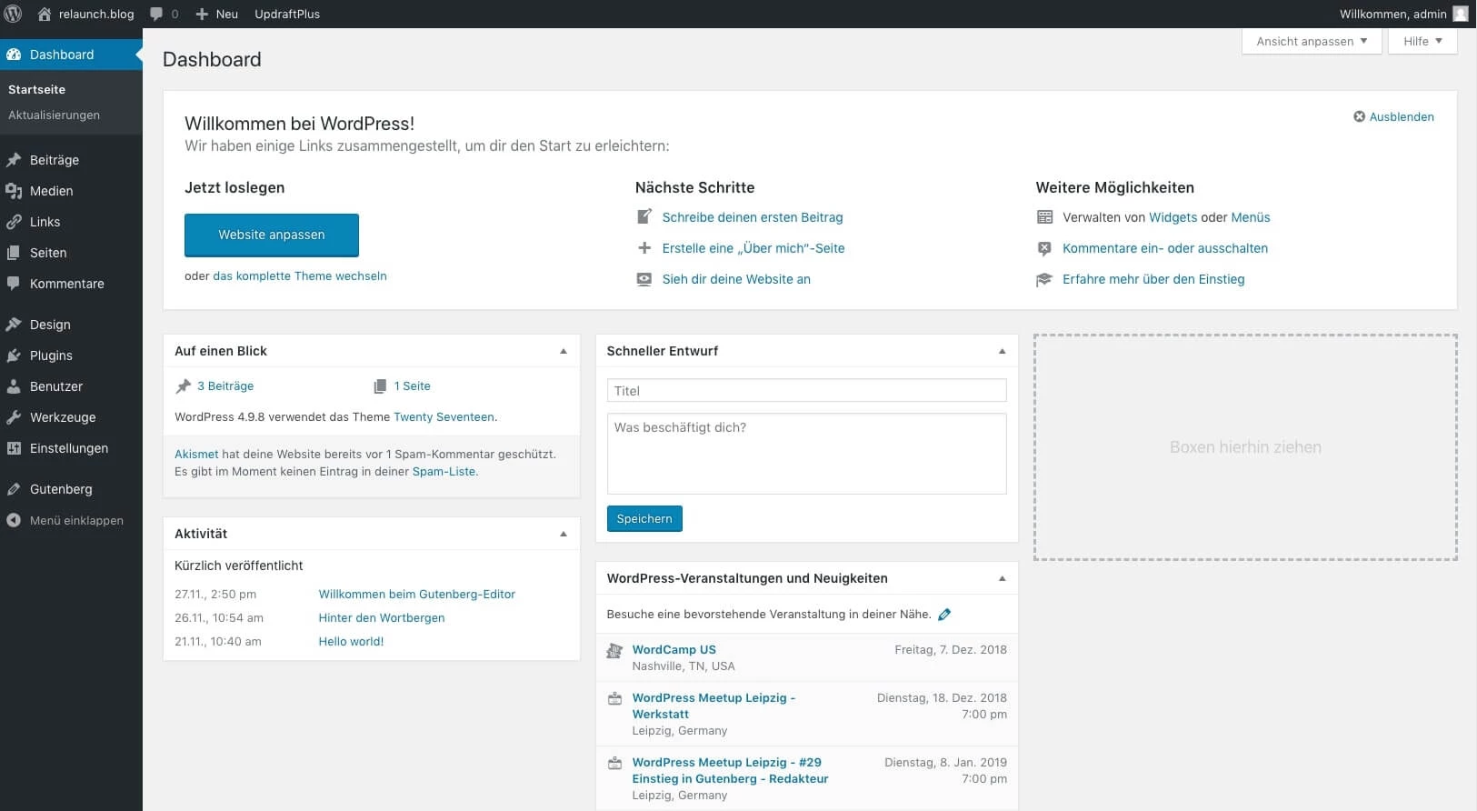 Ein WordPress Dashboard