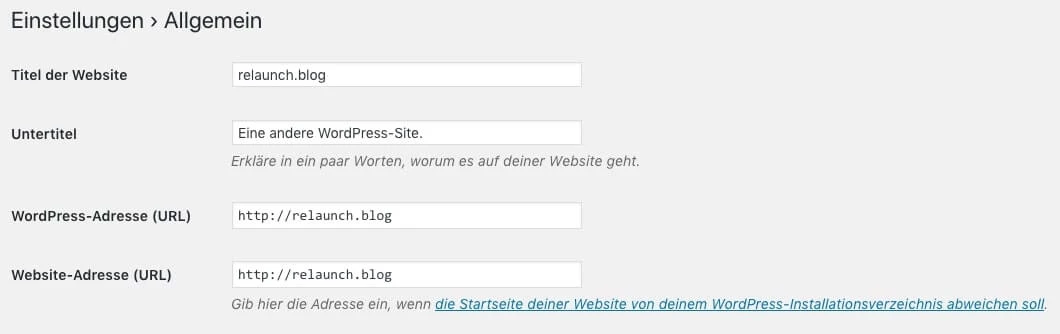 Allgemeine WordPress-Einstellungen