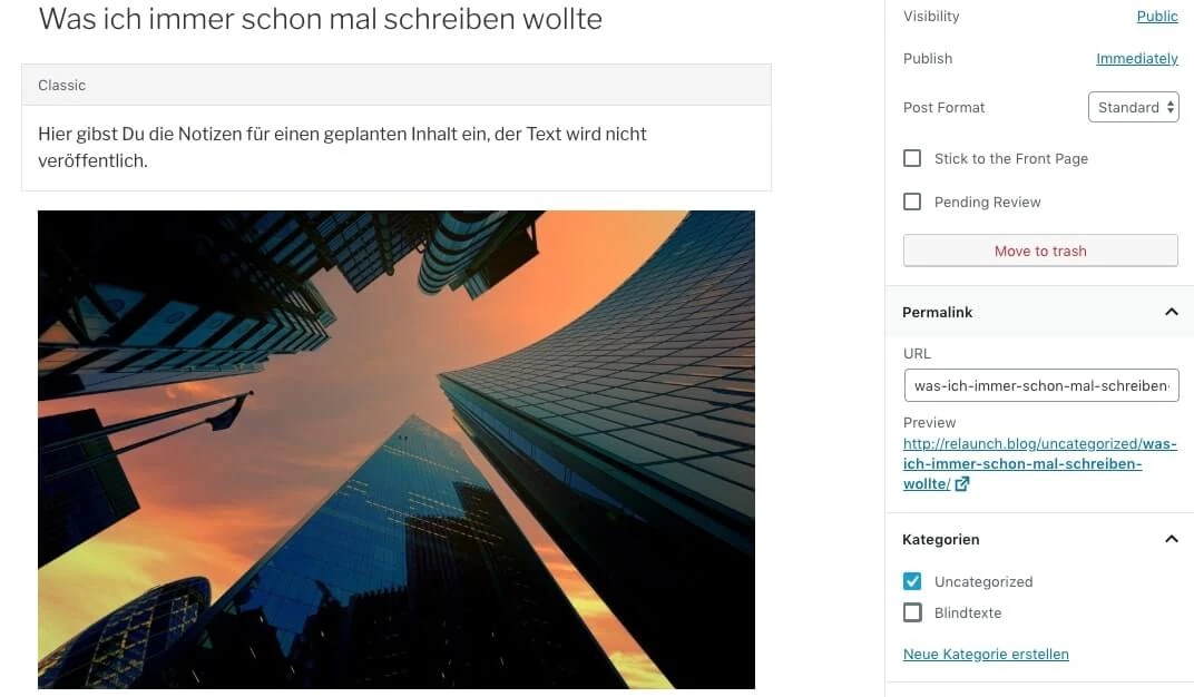 Permalink eines Beitrags bearbeiten