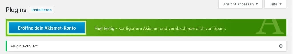 Konto für Akismet anlegen
