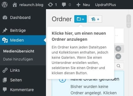 Neuen Ordner in WordPress anlegen