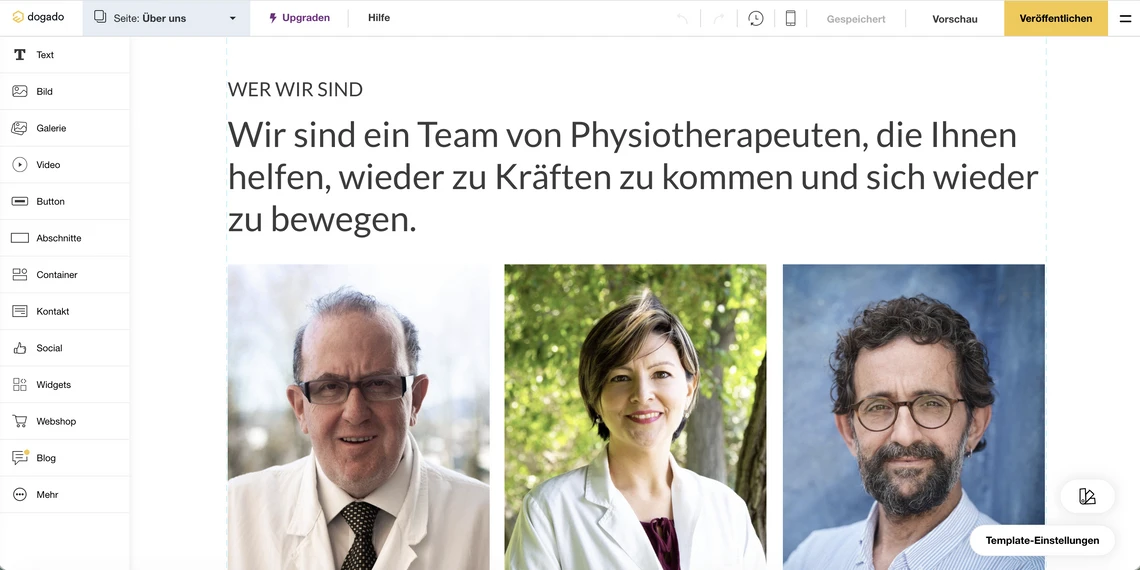Drei Porträts: Links ein Mann mit Brille, Mitte eine Frau, rechts ein Mann mit Brille und Bart; Hintergründe variieren.
