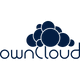 Dunkelblaue Wolke als Logo mit dem Schriftzug ownCloud.