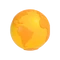Gelb-oranger Globus mit vereinfachten Kontinenten, weißer Hintergrund.
