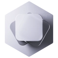 Mehrere überlappende, abgerundete Quadrate vor einem hellgrauen Hexagon-Hintergrund.