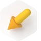 Gelber Pushpin mit rundem Kopf liegt schräg auf weißem Hintergrund.