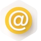 Gelber, runder Button mit weißem @-Symbol auf hellem Hintergrund.