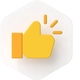 Gelbes Daumen-hoch-Symbol vor weißem Hintergrund.