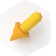 Gelbe Stecknadel mit rundem Kopf, diagonal auf hellem Hintergrund.