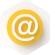 Gelber, runder Button mit weißem @-Symbol auf hellem Hintergrund.