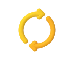 Zwei gelbe Pfeile bilden ein kreisförmiges Wiederholungs-Symbol.