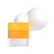 Orange gestapelte Datenbank-Server-Symbole auf weißer Basis; dahinter ein graues Wolken-Symbol.